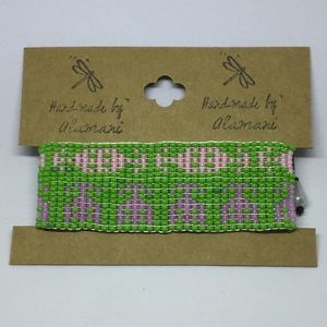 Handmade beaded bracelet "Green & purple"